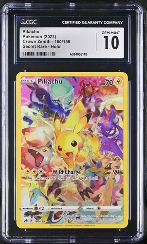 Pokemon 2023 Pikachu Crown Zenith 160/159 Secret Rare Holo CGC 10