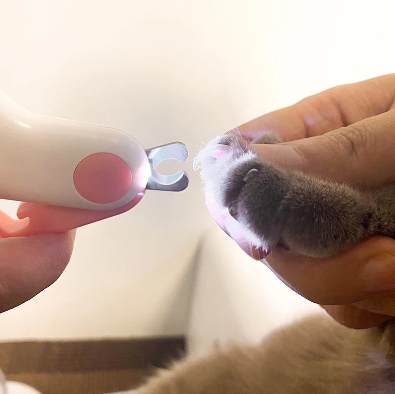 1pc LED Pet Nail Clipper Stainless Steel Grooming Tool with Safety Lock - NEW
