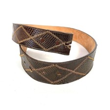 Vintage Texstar Genuine Lizard Leather Belt Brown Western Size 30