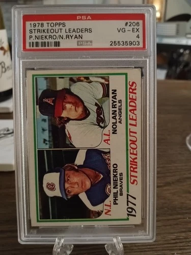 1978 Topps #206 Strikeout Leaders Nolan Ryan Phil Niekro PSA 4 VG-EX