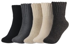 Women Winter Solid Socks Thick Warm Cozy Crew Socks Stocking Stuffers Black W...