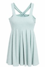 Torrid Mint Green Fit Flare Dress Size 1 (14/16) Sleeveless Criss Cross Back EUC