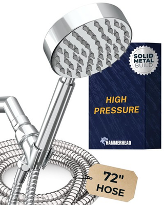#ad HammerHead Showers® Solid Metal Handheld Shower Head 2.5 GPM Brushed Nickel $149.99