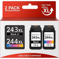 PG-243XL CL-244XL Black Color Ink Cartridge 2-Pack for Canon PIXMA MG2520 MX492