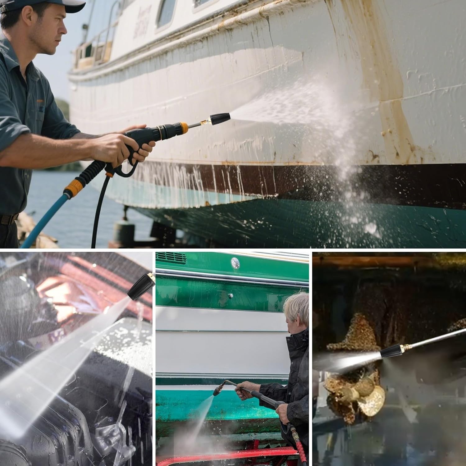 Pressure Washer Turbo Nozzle 4000 PSI 360° Rotating Tips Durable Ceramic Core