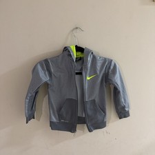 Nike Gray  Neon Green Dri-Fit Youth Full-Zip Hoodie