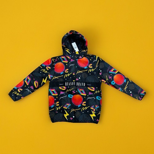 NWT Size Large Reason Brand Anorak Hooded Windbreaker Jacket 80s Retro Pullover - Picture 1 of 12