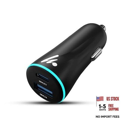 PD 20W  Car Charger with Type-C & USB A,Power Delivery, PPS & QC 3.0, Dual