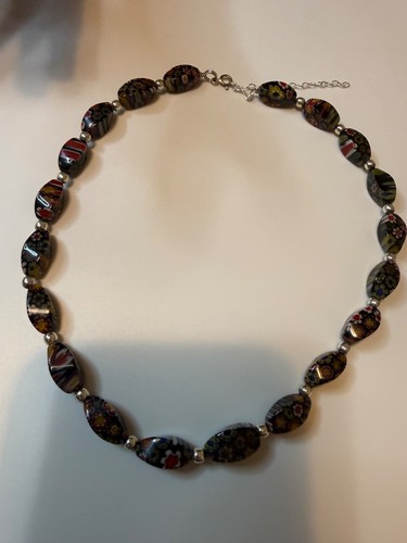 Sterling silver Murano Millefiori Glass Necklace – Artisan Venetian Beads 🇮🇹✨
