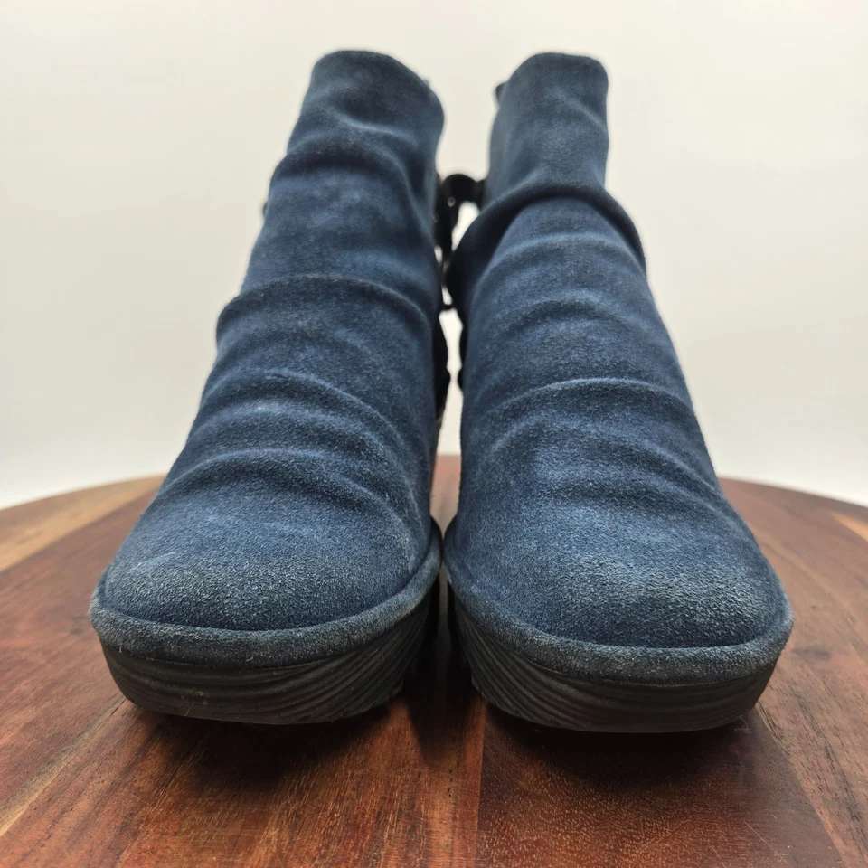 Botas Fly London Yama para mujer 38/7,5 azul gamuza plataforma tacos cuña botines Foto 2 de 4