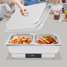 9L Stainless Steel Buffet Server Food Warmer w/ Temperature Control for Buffets