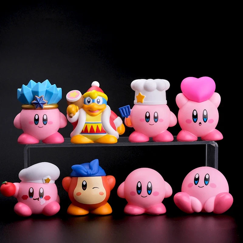 8Pcs Star Kirby Mini Figure Set Cute Pink Kirby Cartoon Model Toy Kids Gift - Image 2 of 3