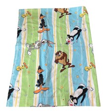 Vintage Looney Tunes Twin Flat Sheet 66" x 90" Bugs Bunny Taz Tweety Silvester