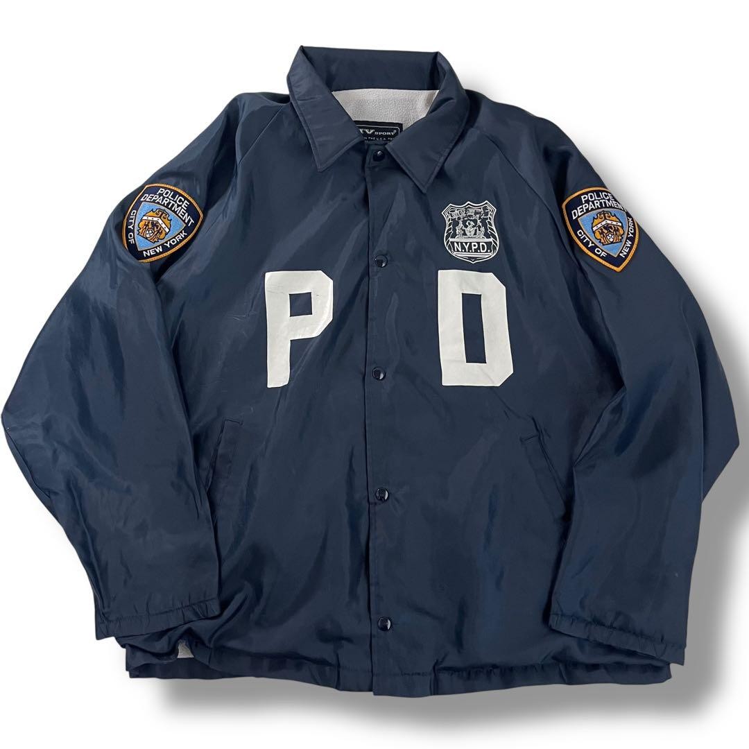 NYPD 実物 コーチジャケット XL USA製 警察 ネイビー ワッペン 古着 NYPD 実物 コーチジャケット XL USA製 警察 ネイビー ワッペン