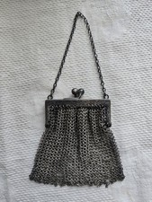 Vintage Sterling Silver Chainmail Mesh Chatelaine Coin Purse