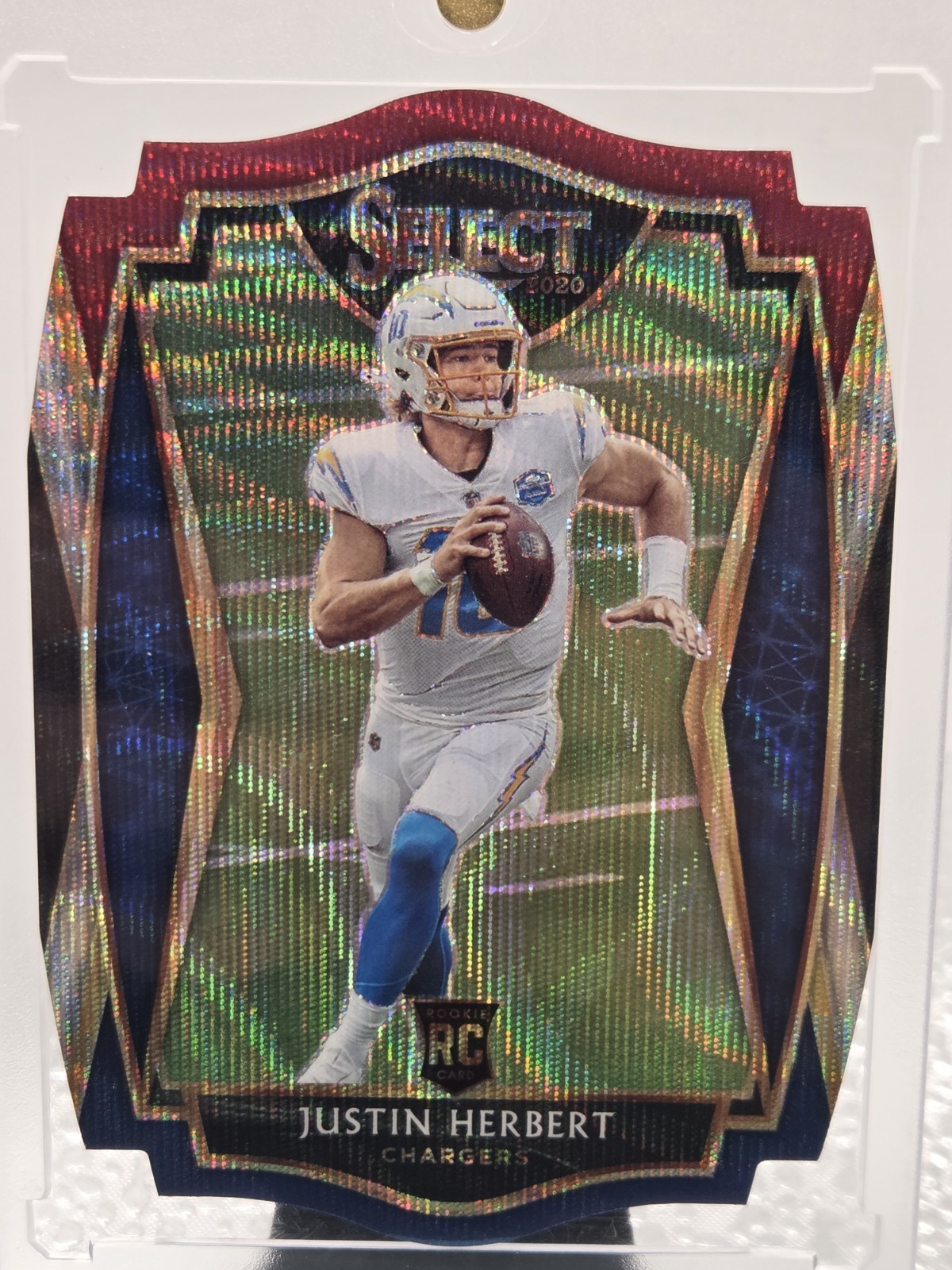 2020 Panini Select -Premier Level Justin Herbert  144 Tri-Color Prizm Die-Cut RC