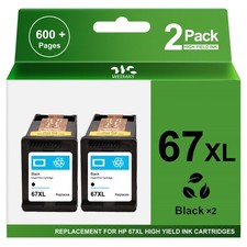 2PK 67XL Ink Cartridge Black For HP ink 67 DeskJet 2700 2755 4155 Envy 6000 6455
