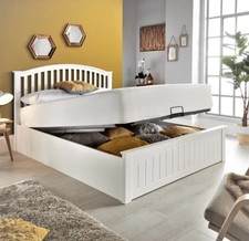 Grayson White Wooden Ottoman Storage Bed Frame – Double & King - Mattress Option