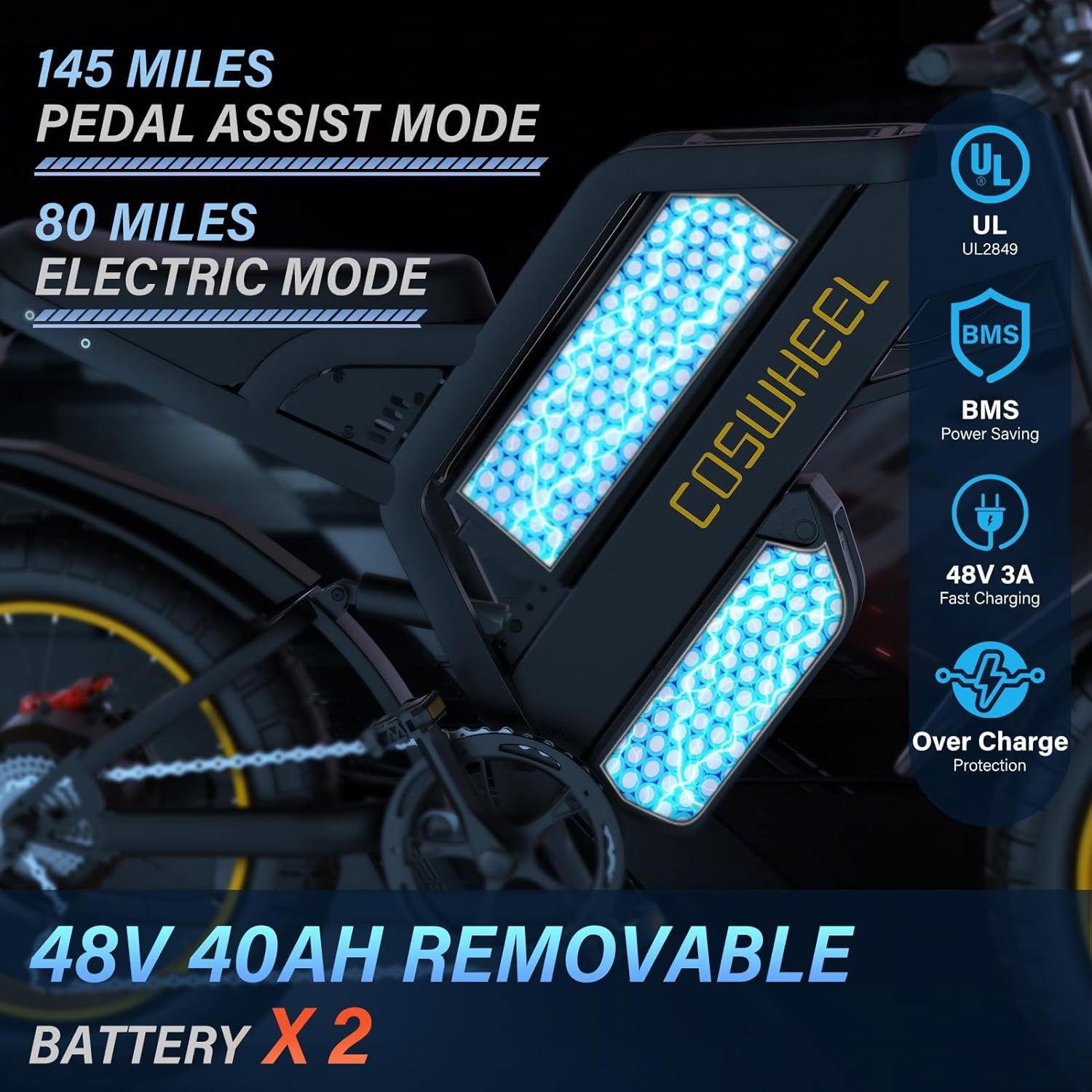 Dual Motor Electric Mountain Bike 48v Peak 3000w Motor Fat Tire Motorcycle Ebike