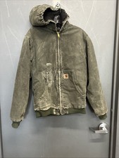 Vintage Carhartt YYJ130 MOS Green/Moss Hooded Jacket Quilt Lined Size XL