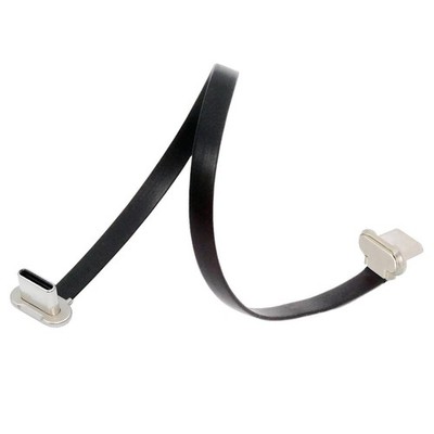 CY Kabel abgewinkelt USB-C Typ C auf Ultra Slim Flat Power 150mm, silber 