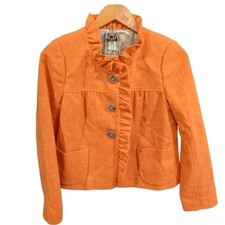 J.Crew Luxury Wool Fiona Herringbone Tweed Orange Jacket Chic Size 4