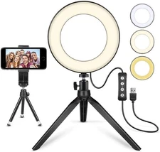 LED Ring Light 6" with Tripod Stand for Desk YouTube Video and Makeup, Mini C...