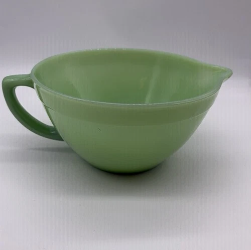 Vintage Fire King Green Jadeite Anchor Hocking Mixing Bowl 1 Qt Milk Glass USA