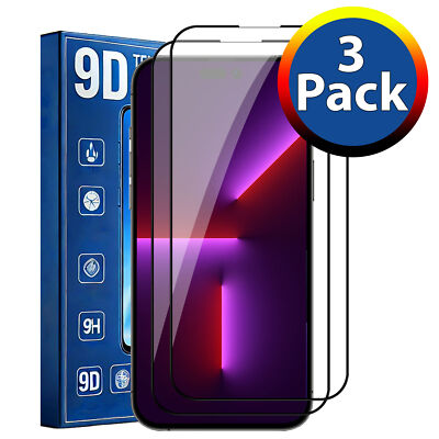3x Echt Glas für iPhone 16 15 14 13 12 11 XS XR Pro Max Panzerfolie Schutzglas