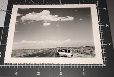 1950s Amazing CAR Long OPEN ROAD Out West Vista Vintage Snapshot PHOTO