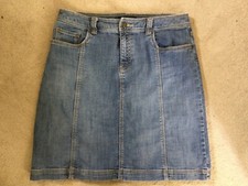 (r)elativity Denim Skirt Sz 12 Cotton/Spandex Pockets Blue Knee Length VGC