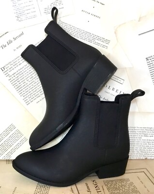 Jeffrey Campbell Rubber Rain Boots Chelsea Matte Black Forecast