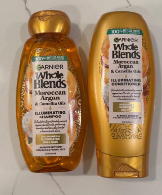 2 Garnier Whole Blends MOROCCAN ARGAN&CAMELLIA OILS Shampoo-Conditioner, 12.5 OZ