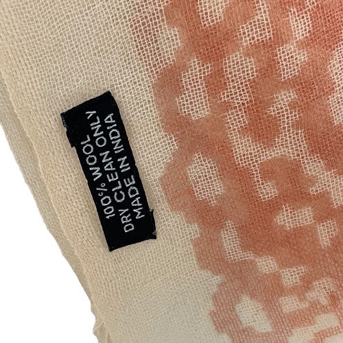 Wool Scarf 16 x 72 inches Orange Peach Raw Hem - Picture 3 of 4