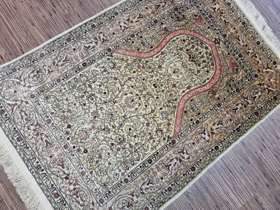 21641-Wunderschöner Original Türkischer Hereke,Reine Seide,114x80cm²,Carpet,Rug