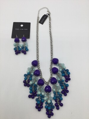 The Limited multi-blue beaded necklace set