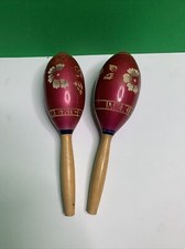 2 Vintage Maracas Shakers Primitive Maraca Musical Instruments Hand Made