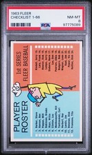 1963 FLEER CHECKLIST 1-66 PSA NEAR MINT-MINT 8 BASEBALL