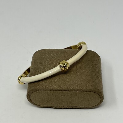 Lilly Pulitzer Cream Enamel Bangle with Gold Shell Accents Lilly Pulitzer Goldtone Shell And White Enamel Bracelet D10  main image 3