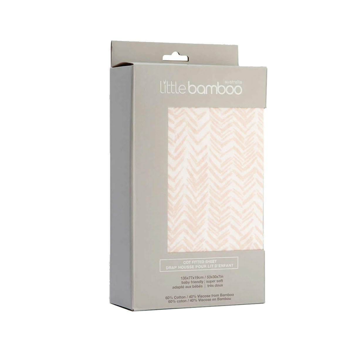 NNEDSZ Little Bamboo Jersey Fitted Sheet Cot Size Herringbone Dusty Pink