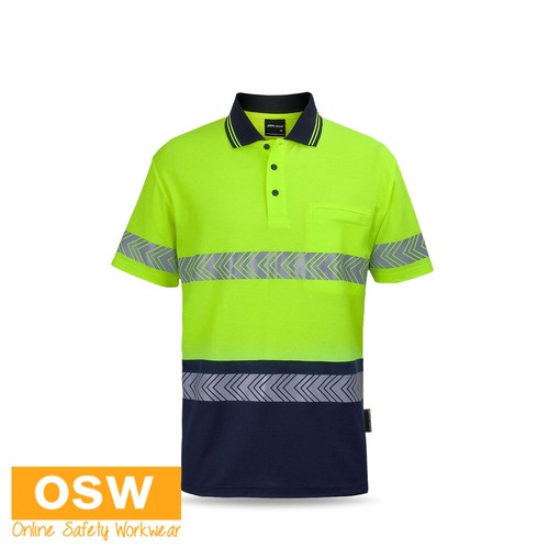HIVIS D+N Cotton Back S/Sleeves Segmented Tape Polo Durability Classic Fit 6HMSS - Picture 2 of 6