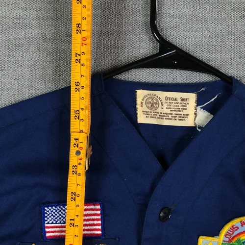 BSA Boy Scouts Uniform Shirt Youth L Blue Long Sleeve USA Flag Logo Outdoor - Picture 4 of 11