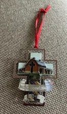 Billy Graham Library  Charlotte NC Silver Tone Metal Cross Christmas Ornament