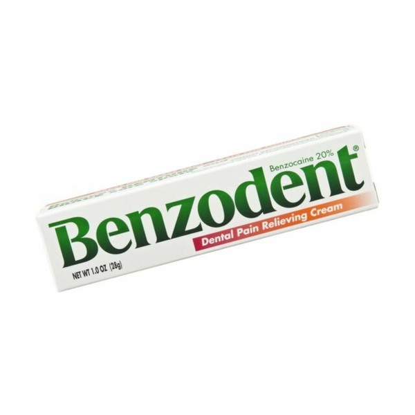 Benzodent Dental Pain Relieving Cream Topical Anesthetic 1 Ounce Tube