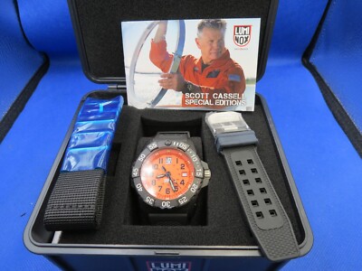Luminox Men's Scott Cassell UVP Quartz Orange Black Poly Watch