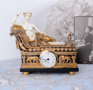 Reloj de Chimenea Venus Madame Recamiere Mesa Figura Femenina Antiguo