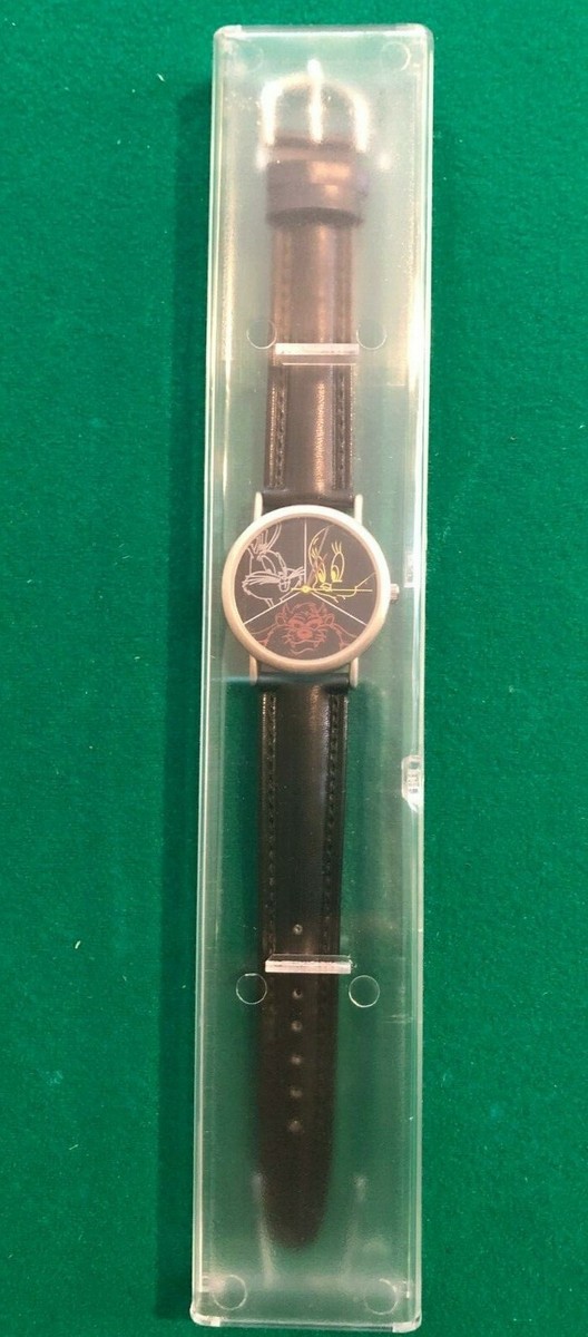 1997 SPECIAL EDITION WARNER BROS. WATCH BLACK LEATHER BAND 1997 SPECIAL EDITION WARNER BROS. WATCH BLACK LEATHER BAND