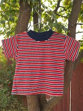 Vintage 70s 80s Terry Cloth Striped Shirt Skate Surf USA 4th of July 6 Months