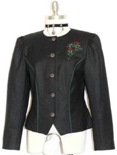BLACK WOOL Winter JACKET Coat Women Dirndl German ELEGANT  CLASSY B36" 6 S