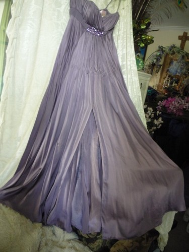 Marc Bouwer 100% Silk Strapless Embellished Glamit Plum Purple Maxi Prom Dress - Picture 11 of 18